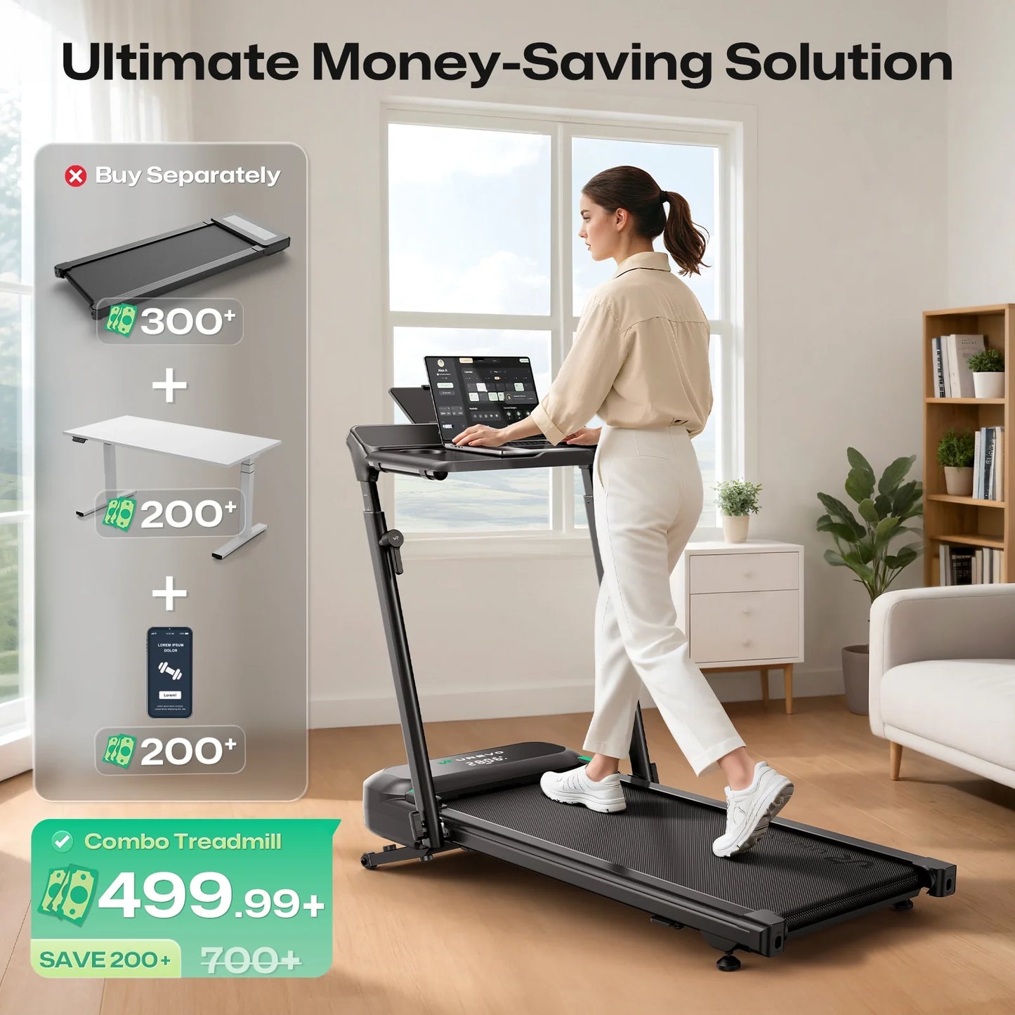 Foldbart løbebånd FoldiMix 5L – Kompakt & støjsvagt til hjemmetræning