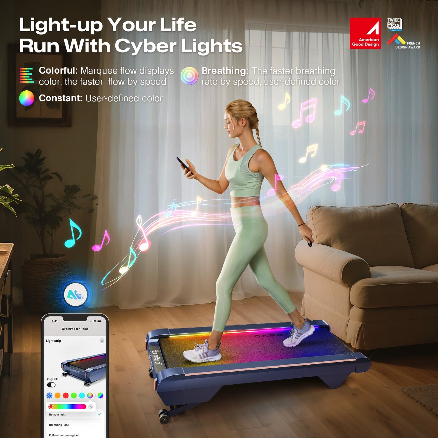 UREVO CyberPad Home – Smart & Støjsvagt Løbebånd til Hjemmet