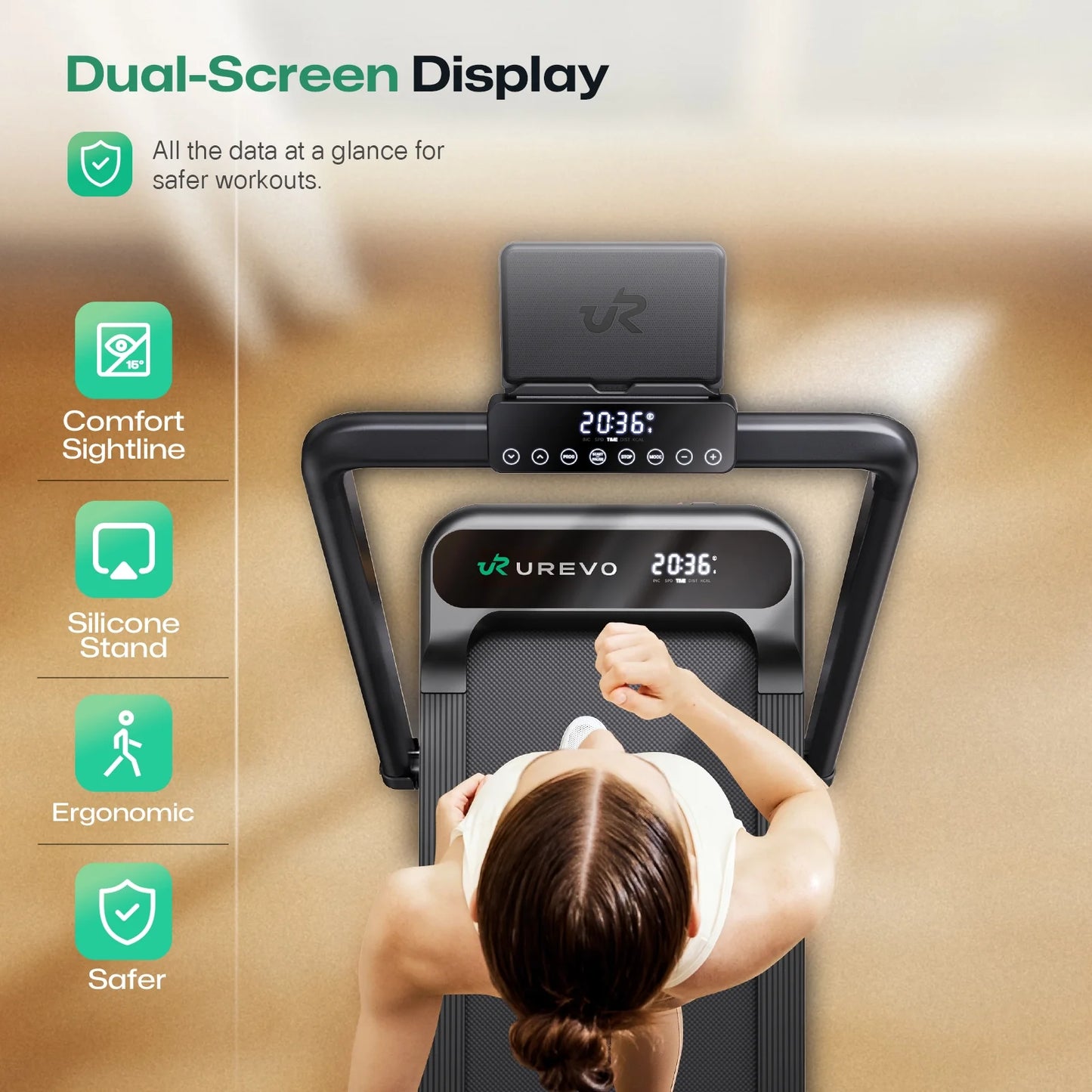 UREVO Strol 2S Pro – Smart & Støjsvagt Foldbart Løbebånd til Hjemmet