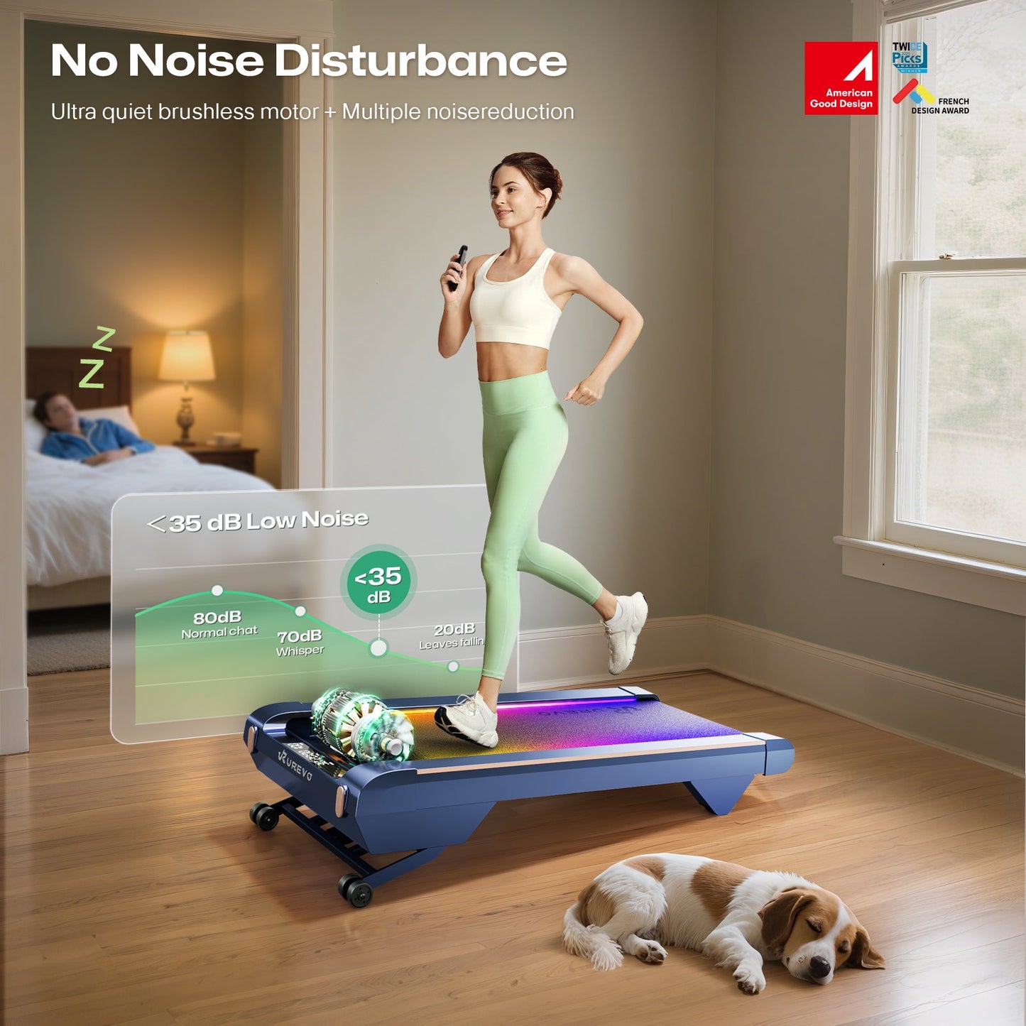 UREVO CyberPad Home – Smart & Støjsvagt Løbebånd til Hjemmet