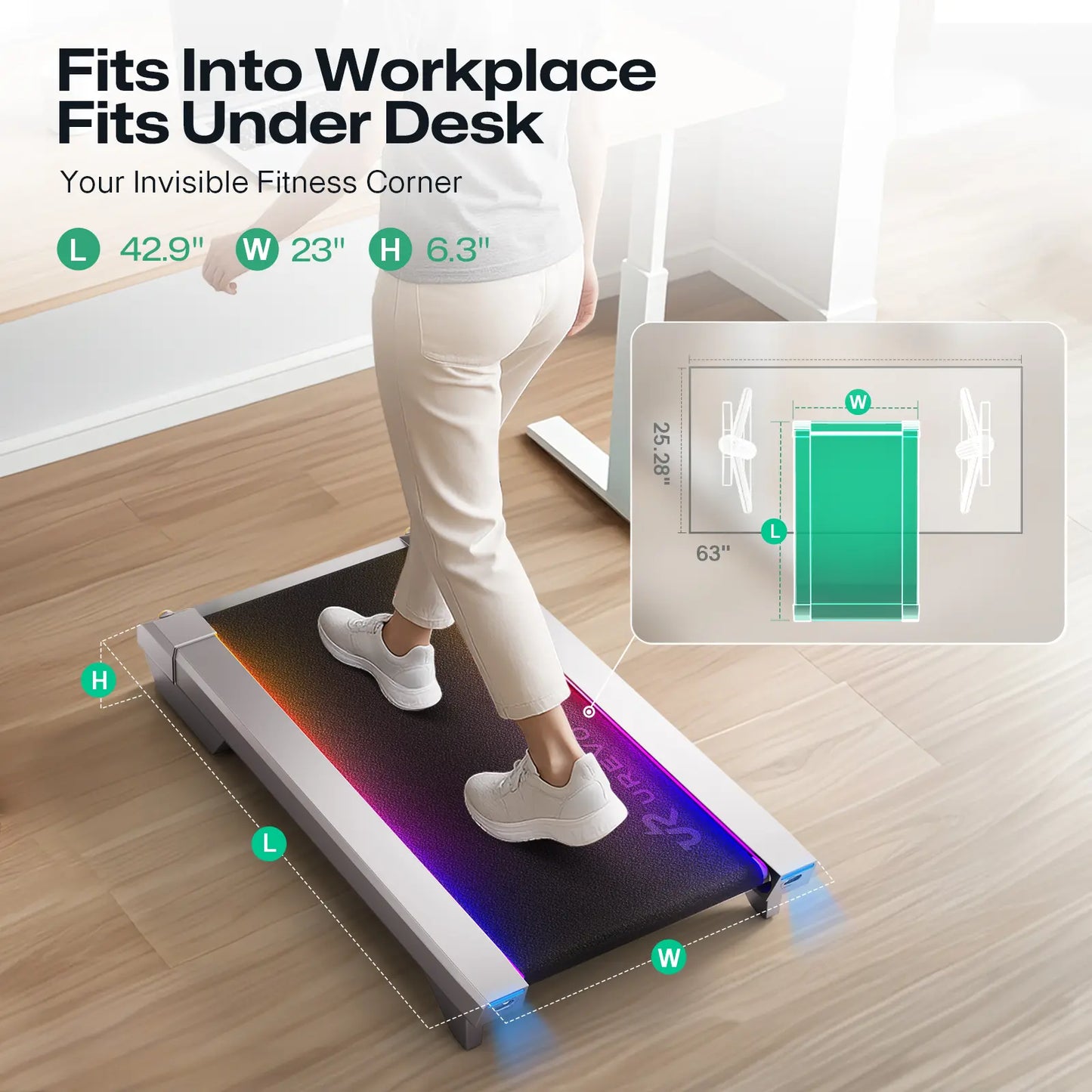 UREVO CyberPad – Smart Under-Desk Løbebånd til Kontor & Hjem