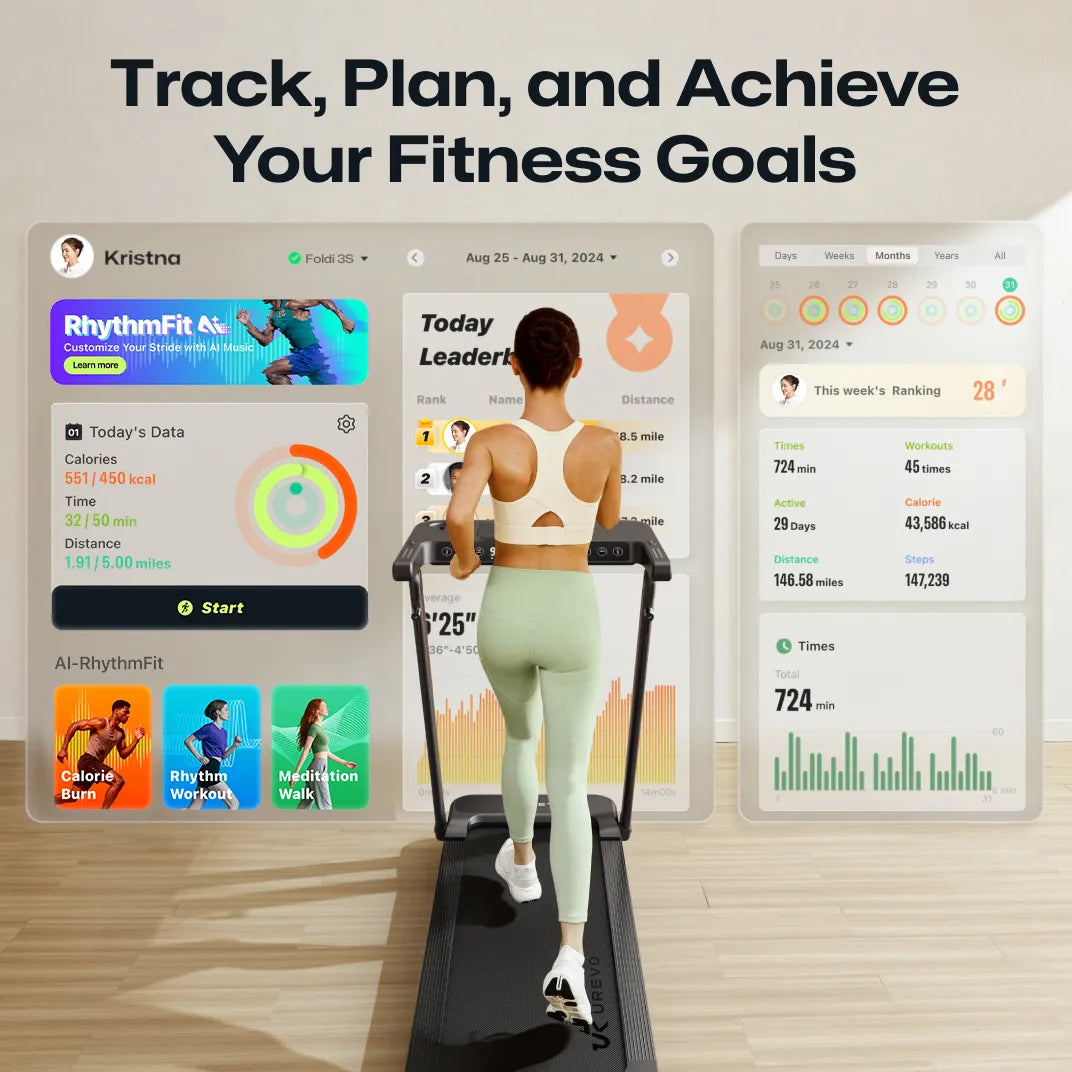 UREVO Foldi 3S – Smart & Støjsvagt Foldbart Løbebånd til Hjemmet