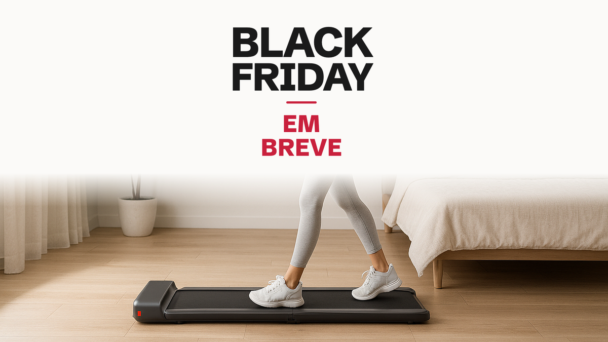 Black Friday – em breve. Uma pessoa caminha numa passadeira em casa